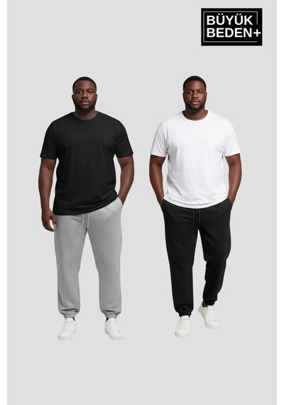 Süperlife Erkek Büyük Beden İkili Jogger Paça Lastikli İnce Eşofman Altı Seti Spr26bea951+2 Gri - Siyah Süperlife Erkek Büyük Beden İkili Jogger Paça Lastikli İnce Eşofman Altı Seti Spr26bea951+2 Gri - Siyah