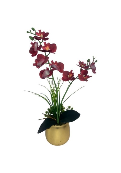 Yapay Çiçek Islak Orkide Gold Metal Saksıda Saksıda Orkide 50cm