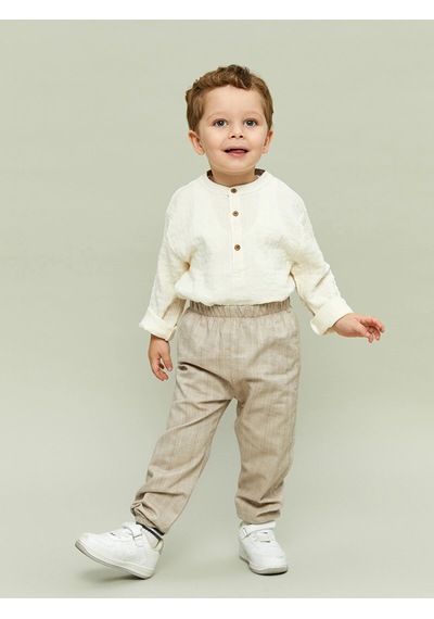 LC Waikiki Lcw Baby Ekru Hakim Yaka Müslin Erkek Bebek Tişört Ve Pantolon 2'l Cream