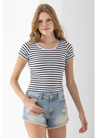 Giysa Kadın Bisiklet Yaka Çizgili Basic Body Lacivert - 25509 Lacivert