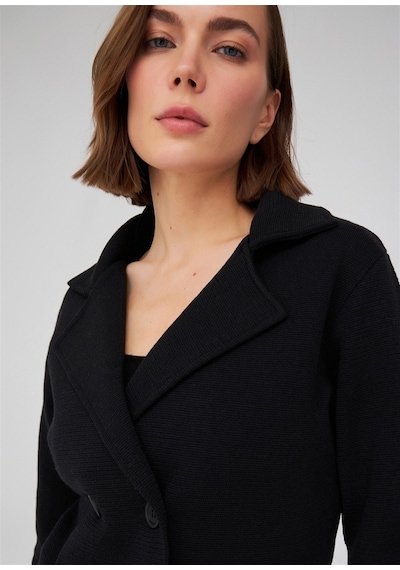 Peraluna Çelik Örgü Klasik Kesim Blazer Kadın Triko Ceket Siyah Siyah
