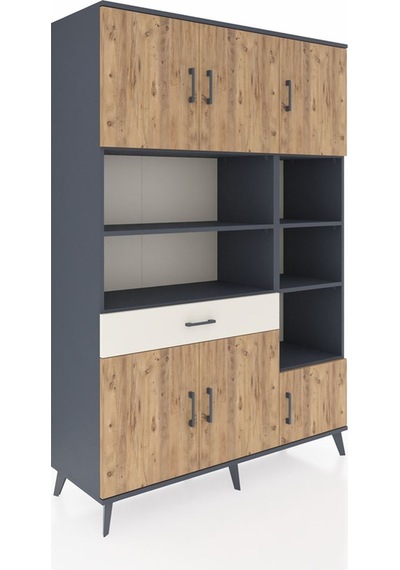 Hyperion Dolap 10 Raflı Tek Çekmeceli 6 Kapaklı 132x44x195 An... Antrasit
