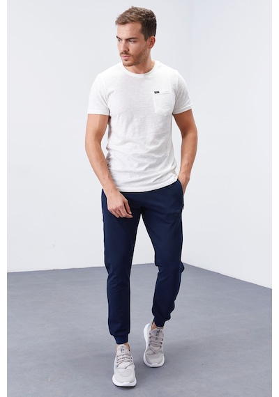 Tommy Life İndigo Fermuar Cepli Dar Kalıp Jogger Erkek Eşofman Alt - 84343 İndigo