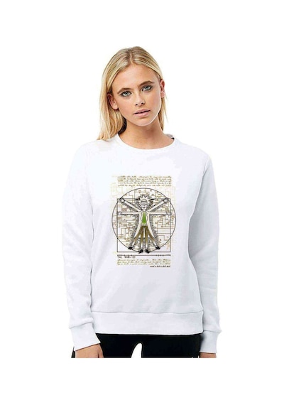 Rick Darvin Anatomi Baskılı Beyaz Kadın Sweatshirt