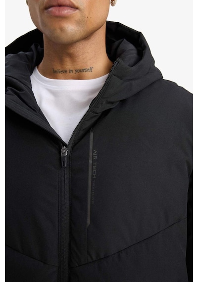 Defacto Defactofit Su Geçirmez Rüzgar Geçirmez Regular Fit Kapüşonlu Fermuarlı Cepli Kışlık Mont E9491ax25wnbk81 Siyah