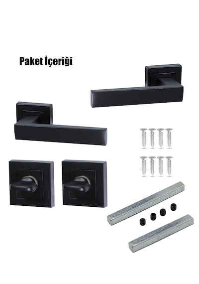 Kare Rozetli Kapı Kolu Wc Siyah 1 Takım Arkalı/önlü Kare Rozetli Kapı Kolu Wc Siyah 1 Takım Arkalı/önlü