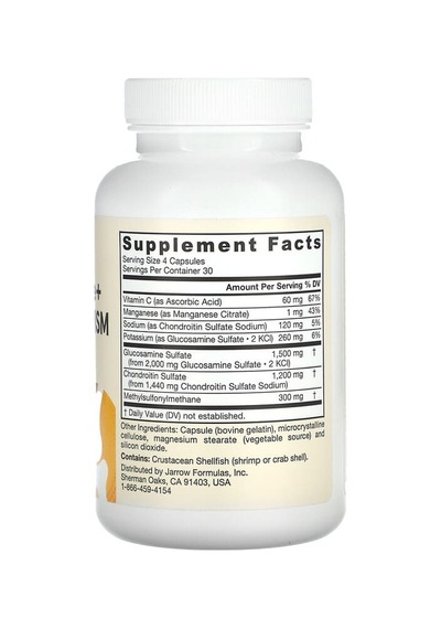 Jarrow Formulas, Glucosamine + Chondroitin + Msm, 120 Capsules