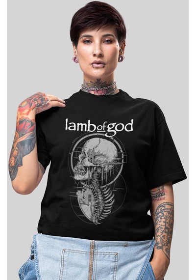 Lamb Of God Rock Metal Müzik Grubu Baskılı Unisex Oversize Tişört Siyah