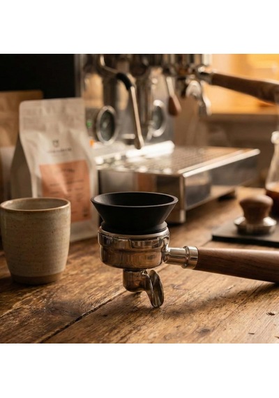 51mm Portafiltre Dozaj Halkası, Dozaj Hunisi, Kahve Dökme Önleyici Huni, Espresso Hazırlık Hunisi 2 Siyah