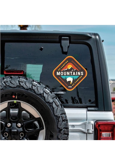 Dağ Kamp Ve Macera Sticker - Camping Adventure Mountains Sticker - Araba Oto Motosiklet Karavan Cam Sticker - 00114 40x40 Cm