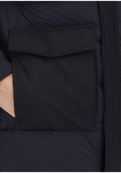 Ramsey Siyah Regular Fit Kapüşonlu Dokuma Kaban siyah black