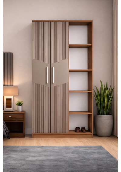 Karbon No.1 İki Kapaklı 6raflı Gardırop Çam-vizon Atlantik Çam