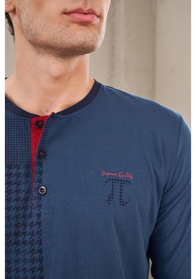 Pjs 23706 Erkek Patlı Baskılı Pijama Takım İndigo