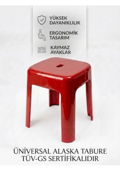 Plastik Model Sağlam Tabure 36x36x46cm Çok Renkli
