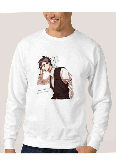 Anime Tokyo Ghoul Anteiku Baskılı Beyaz Erkek Örme Sweatshirt (528448767)