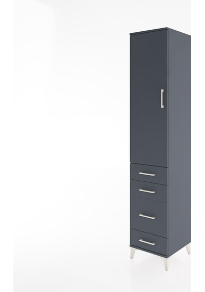 Hyperion Dolap 2 Raflı 4 Çekmeceli Tek Askılı 44x44x221 Antrasit-antrasit Antrasit