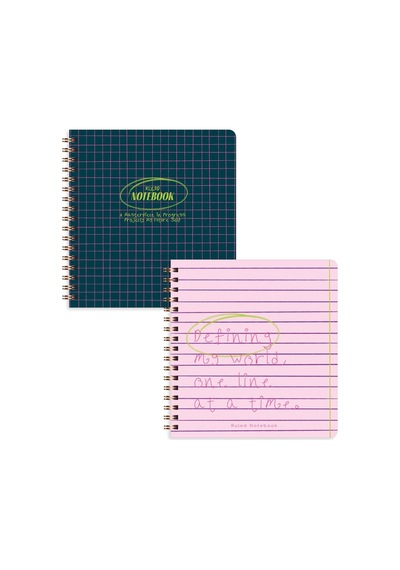 15x16 Spiralli Karton Kapak 2'li Çizgili Not Defter Seti - Lacivert