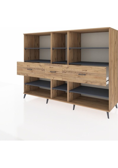 Kronos Dolap 9 Raflı 3 Çekmeceli 220x59x163 Çam-antrasit/çam Çam-antrasit/çam Kronos Dolap 9 Raflı 3 Çekmeceli 220x59x163 Çam-antrasit/çam Çam-antrasit/çam