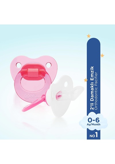437 Wee Baby 2'li Damaklı Emzik No:1 Pembe 3 Adet