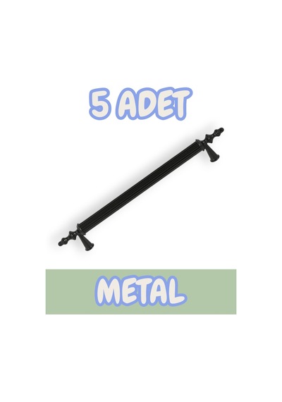 Tuana Rustik Alüminyum Metal Lüks Modern Mobilya Çekmece Mutfak Dolabı Kulpu Siyah 128mm 5 Adet Siyah