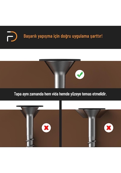 Furndiy Kendinden Yapışkanlı Vida Tapası Gri 15 Mm Yuvarlak 78 Parça Açık Gri