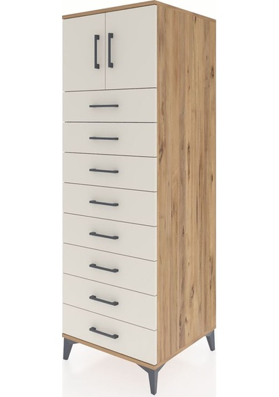 Kronos Dolap Tek Raflı 8 Çekmeceli 2 Kapaklı 60x59x182 Çam-ay... Çam