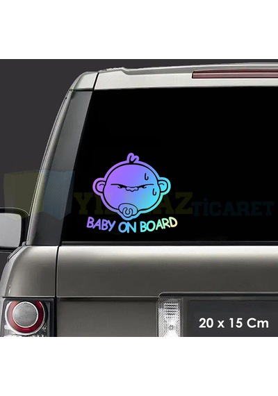 Baby On Board Arabada Bebek Var Hologram Oto Sticker Etiket