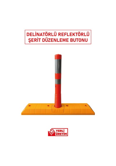 12219 Ub R Delinatörlü Şerit Düzenleme Butonu 75 Cm Reflektörlü Trafik Yönlendirme Butonu