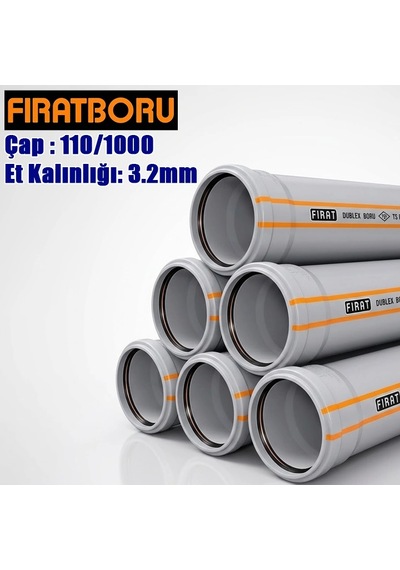 Fırat 110/1000mm Dublex Pvc Atık Su Borusu, 3.2mm Et Kalınlığı, 1 Adet