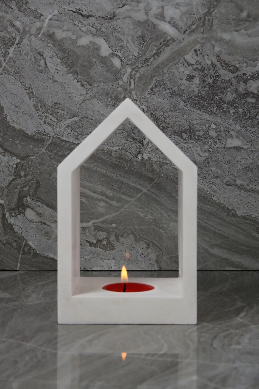El Yapımı Beton Mumluk Özel Tasarım Tealight Ev Ofis Oda Aydınlatma Beyaz