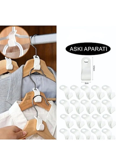Dolap Içi Düzenleyici Giysi Askı Kancası Askı Çoklayıcı 10 Adet Beyaz Diğer
