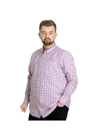 Mode Xl Büyük Beden Erkek Gömlek Ekose Uzun Kollu 23300 Kırmızı Kırmızı