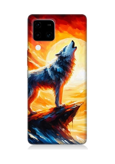 Vivo V30 Uyumlu Kayalıkta Uluyan Kurt Yalnızlığı Desenli Silikon Kılıf Çok Renkli