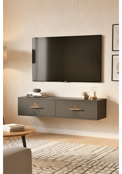 Tda1215a - İda120 Duvara Montaj Tv Stand, Tv Rafı, Tv Sehpası Antrasit 120cm