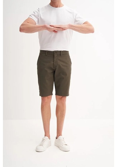 Cazador Slim Fit Bermuda Kısa Dar Paça Şort 6015 Haki