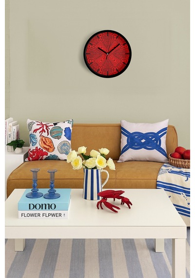 Siyah - Kırmızı Optik İllüzyon Modern Tasarım Duvar Saati - 25cm - Önü Camlı Siyah Kasa-jh0585 Siyah