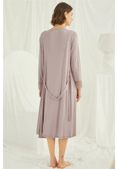 Monamise 18438440 Kadın Vizon Hamile Lohusa Seti Sabahlık Gecelik Pijama Takım