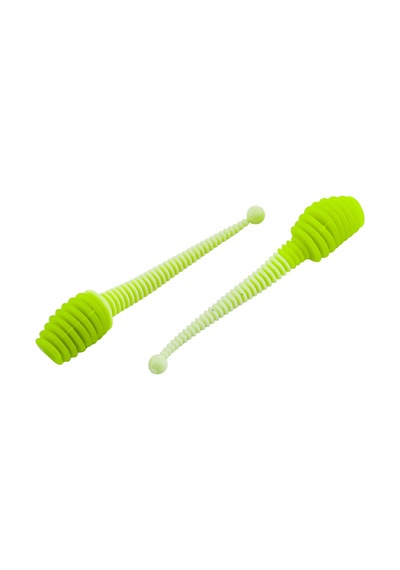 Silikon Kurt Yem - 2,1g 70mm - Fishack Wormix - 10 Adet - Uv - Yeşil/beyaz