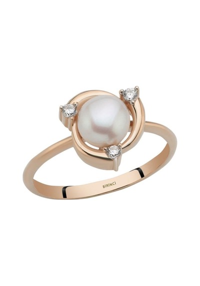 6,5 Mm Zirkon Taşlı Doğal İnci Yüzük Vrtz120151s8 Rose