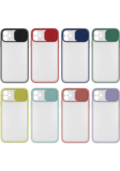 Noktaks - Apple Uyumlu iPhone 11 - Kılıf Slayt Sürgülü Arkası Buzlu Lensi Kapak - Lila