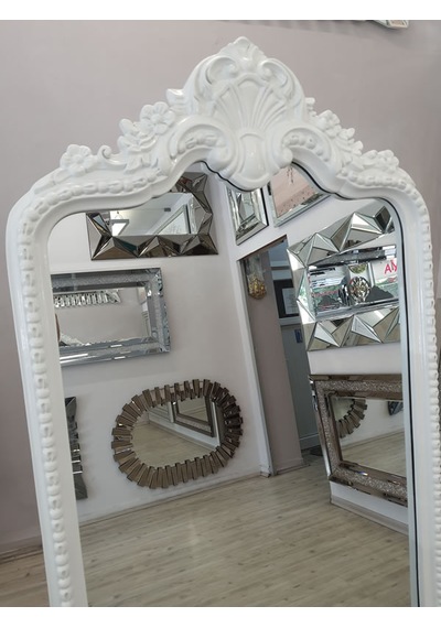 Ayna Denizi Princess White Model Beyaz Renk Dekoratif Ayaklı Boy Aynası Beyaz
