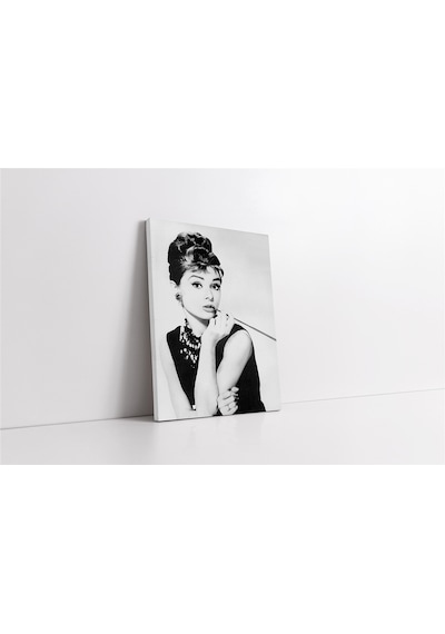 Siyah Beyaz Audrey Hepburn Kanvas Tablo-154422
