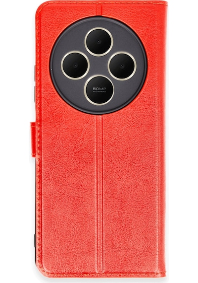 Xiaomi Redmi 14c Uyumlu Kılıf Trend S Plus Kapaklı Kılıf - Kırmızı