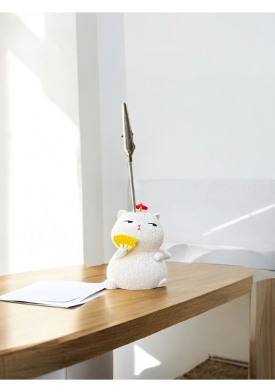 Tekli Japonya Şans Kedileri Kawaii Fotoğraf Ve Not Tutucu - Ofis Masa Not Tutacağı Sarı Yelpazeli