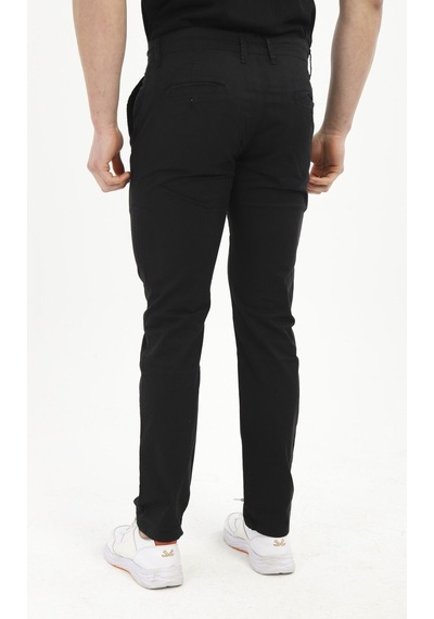 Tom Free Store Erkek Likralı Esnek Yumuşak Dokulu Pamuklu Chino Pantolon Siyah