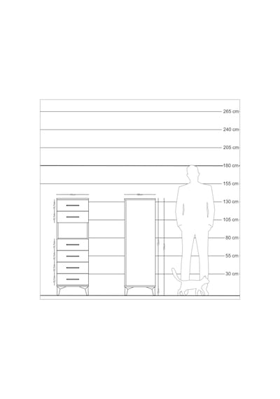 Kronos Dolap Tek Raflı 6 Çekmeceli 44x59x134 Aytaşı-antrasit Aytaşı