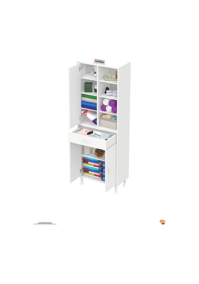 Afra 75 Cm 3 Kapaklı 10 Raflı Ve Çekmeceli Çok Amaçlı Banyo Dolabı Beyaz Afra 75 Cm 3 Kapaklı 10 Raflı Ve Çekmeceli Çok Amaçlı Banyo Dolabı Beyaz