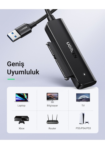 Ugreen Usb-a 3.0 To 2.5-ınch Sata Dönüştürücü Adaptör, 70609