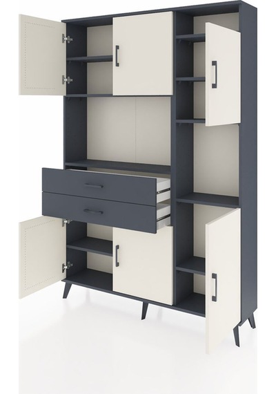 Arges Dolap 9 Raflı 2 Çekmeceli 6 Kapaklı 132x30x195 Antrasit-aytaşı/antrasit Aytası/antrasıt Arges Dolap 9 Raflı 2 Çekmeceli 6 Kapaklı 132x30x195 Antrasit-aytaşı/antrasit Aytası/antrasıt