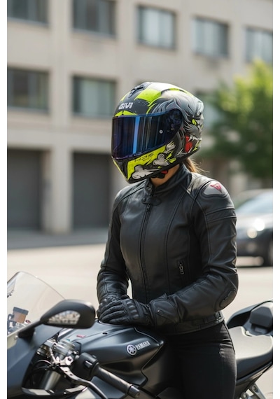 Gıvı 50.x Wıld Mat Sarı  1 Renkli 1 Şeffaf Vizörlü Motosiklet Kask Lacivert Vizör + Şeffaf